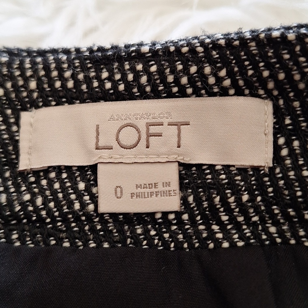 LOFT Heather Black and White Tweed Faux Wrap Skirt - Picture 12 of 16